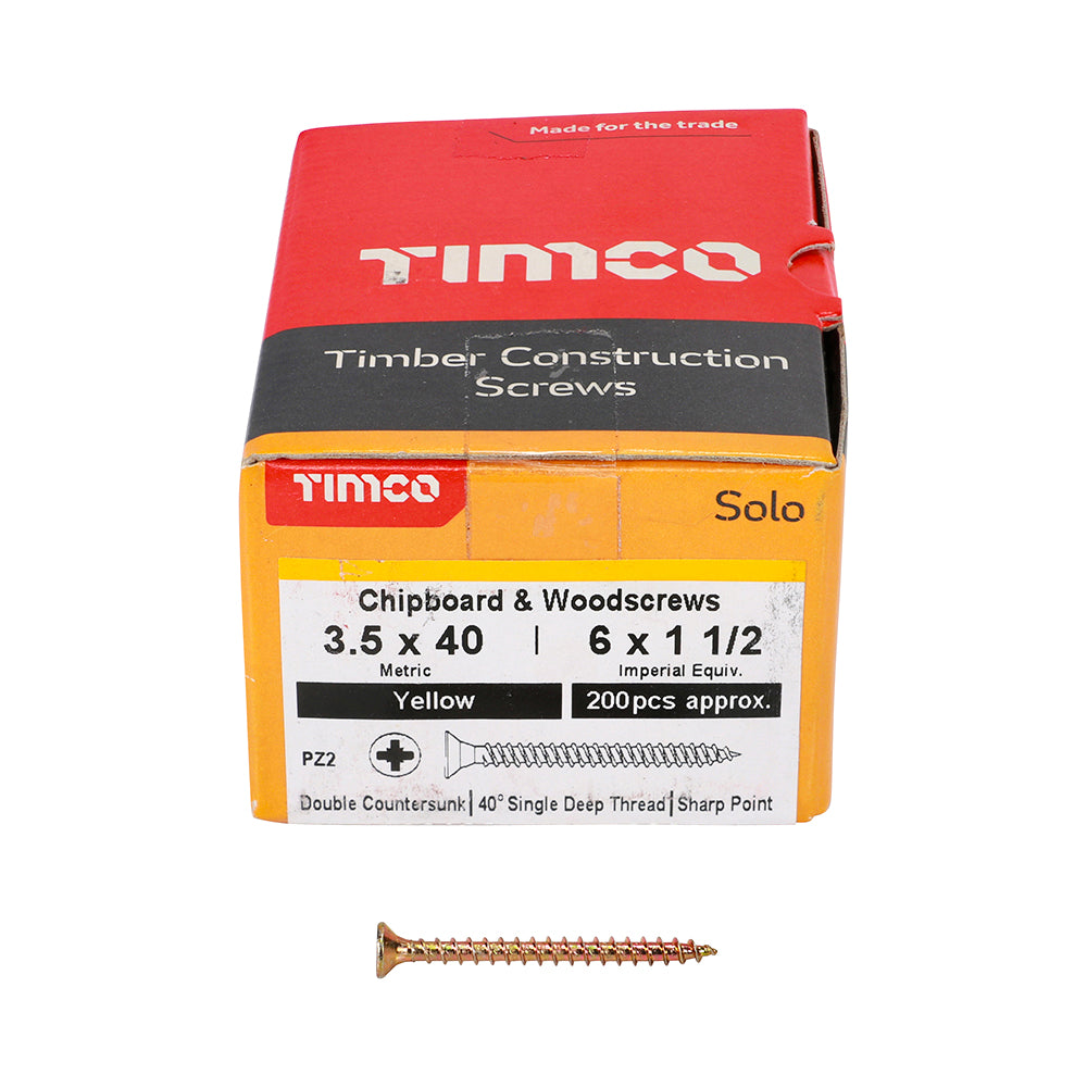 TIMCO Solo Countersunk Gold Woodscrews - 3.5 x 40 - Image
