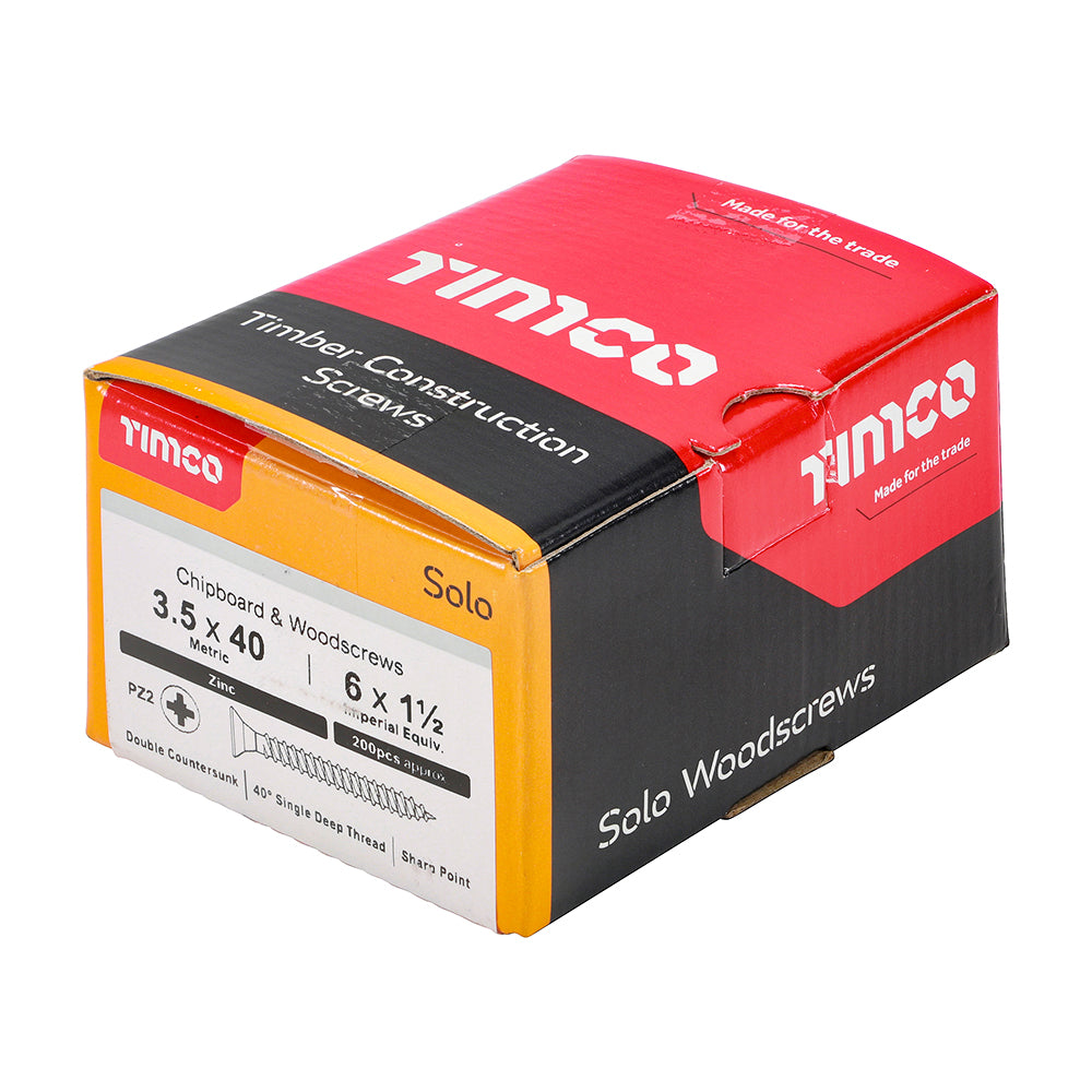 TIMCO Solo Countersunk Silver Woodscrews - 3.5 x 40 - Image