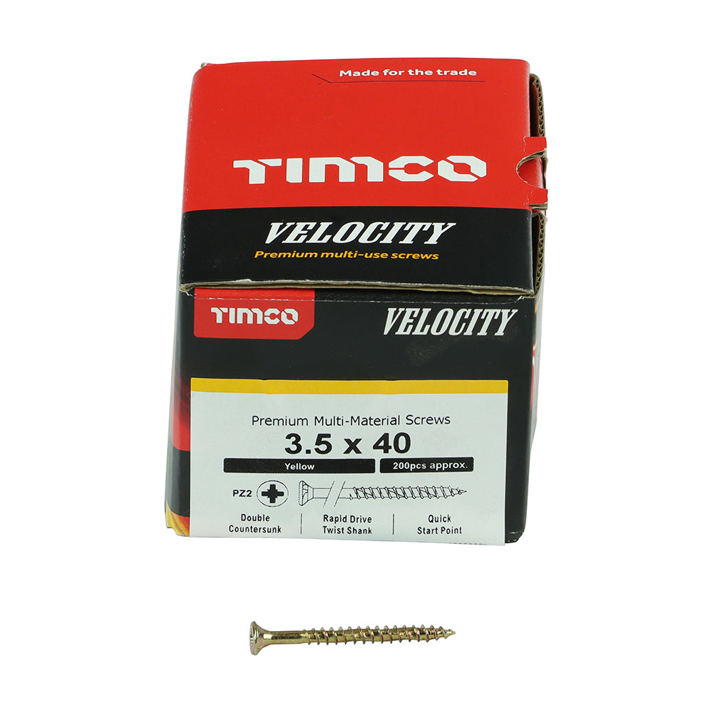 TIMCO Velocity Premium Multi-Use Countersunk Gold Woodscrews - 3.5 x 40 - Image