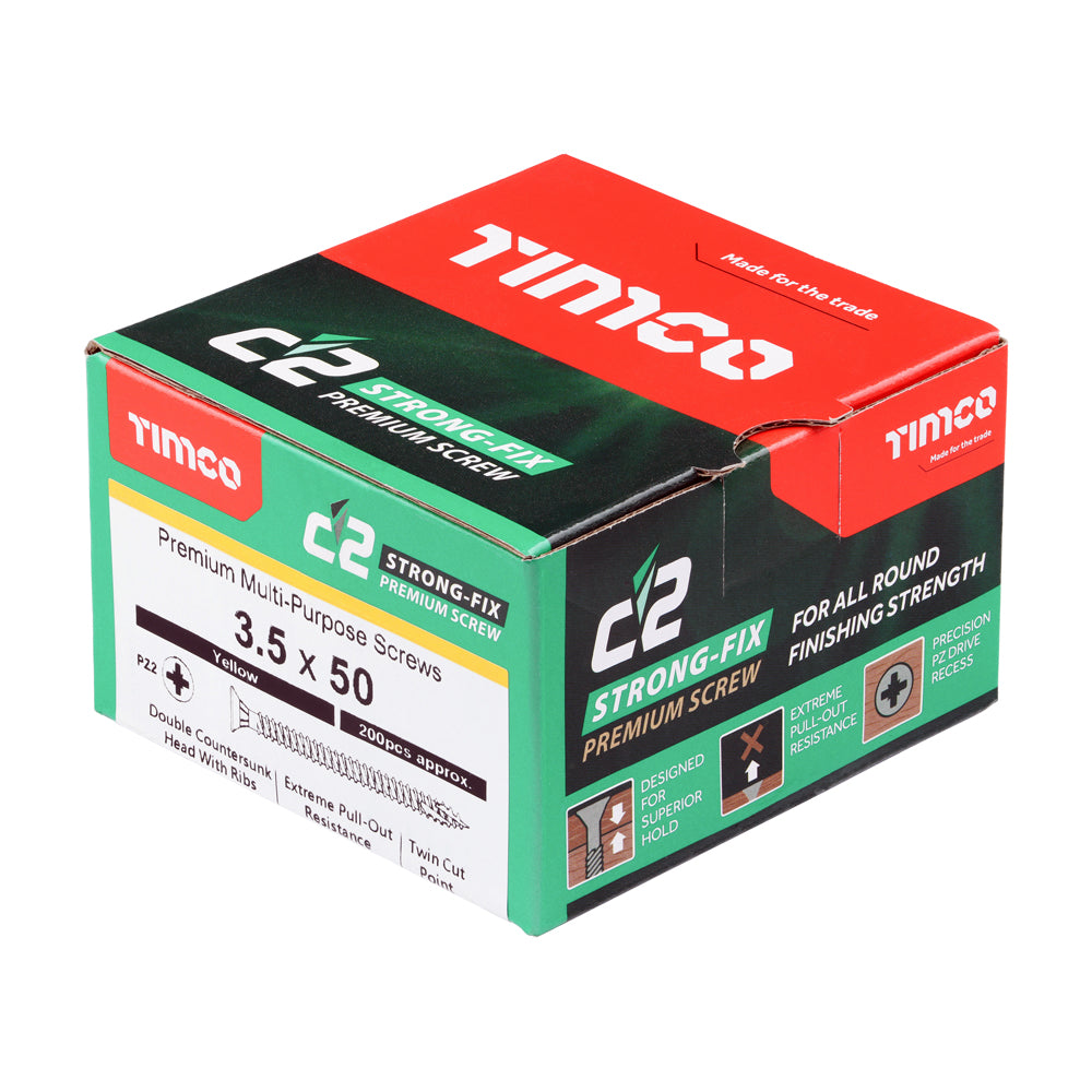 TIMCO C2 Strong-Fix Multi-Purpose Premium Countersunk Gold Woodscrews - 3.5 x 50 - Image
