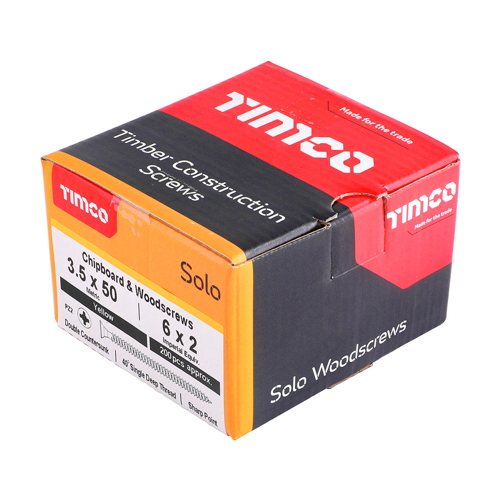 TIMCO Solo Countersunk Gold Woodscrews - 3.5 x 50 - Image
