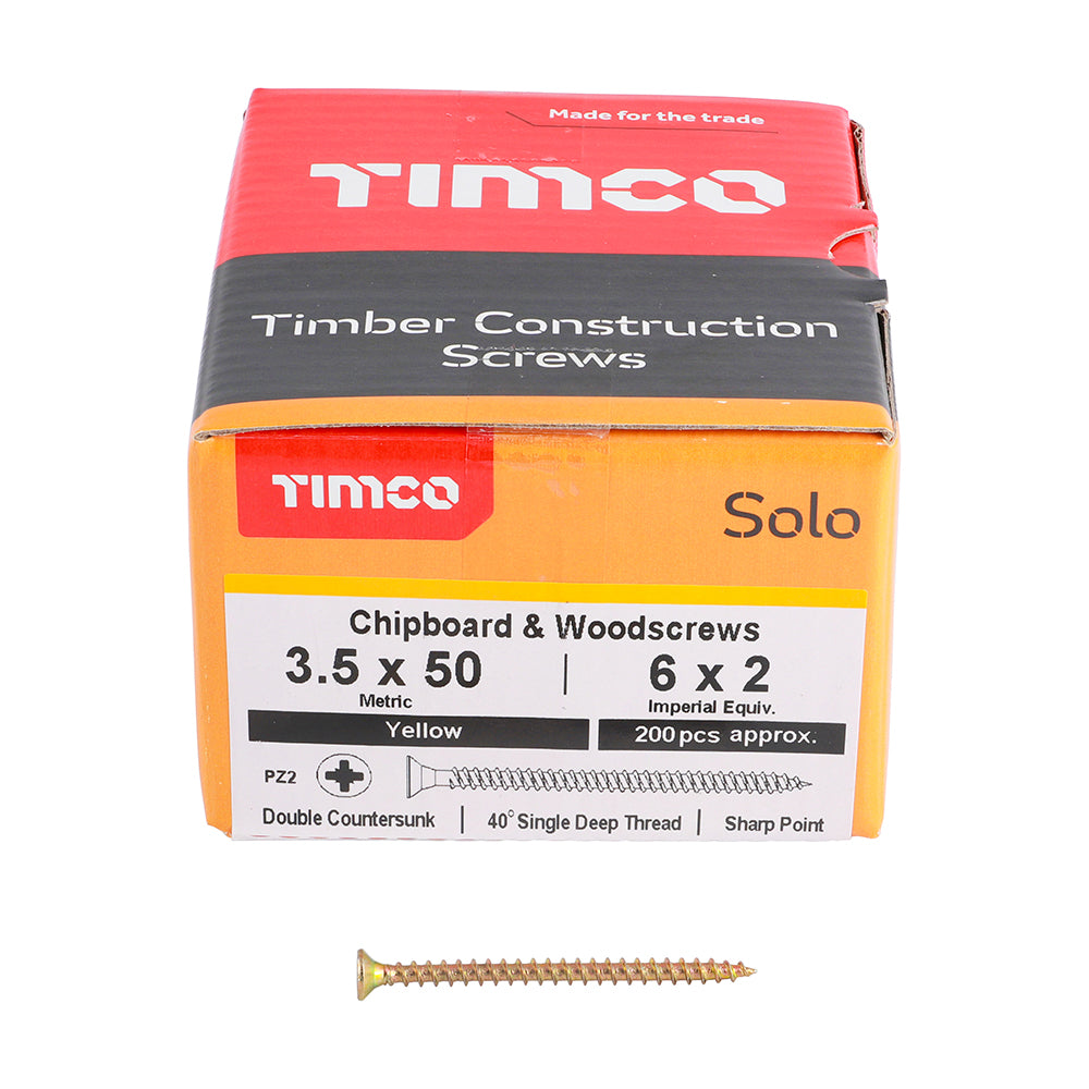 TIMCO Solo Countersunk Gold Woodscrews - 3.5 x 50 - Image
