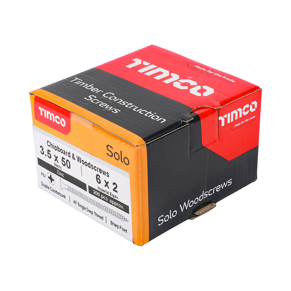 TIMCO Solo Countersunk Silver Woodscrews - 3.5 x 50 - Image