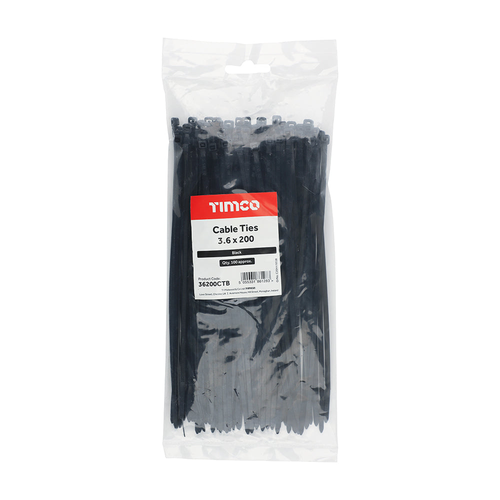 TIMCO Cable Ties Black - 3.6 x 200 - Image