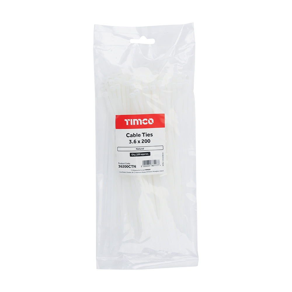 TIMCO Cable Ties Natural - 3.6 x 200 - Image