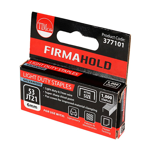 TIMCO Light Duty Chisel Point Galvanised Staples - 6mm - Image