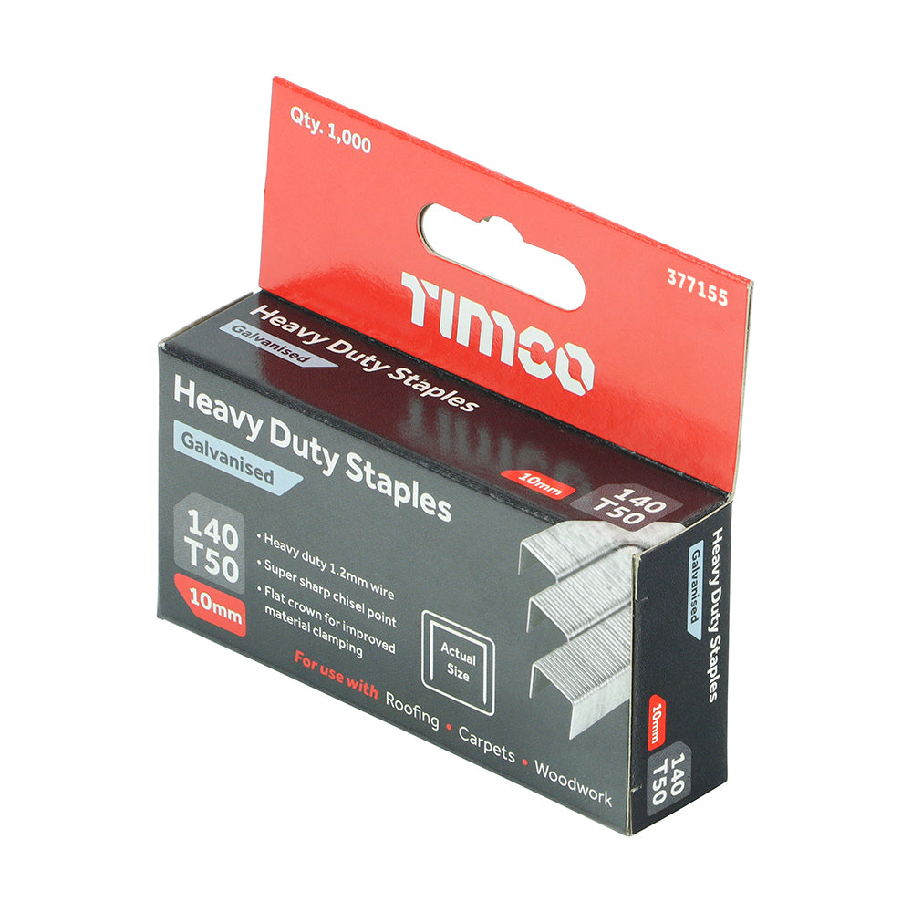 TIMCO Heavy Duty Chisel Point Galvanised Staples - 10mm - Image