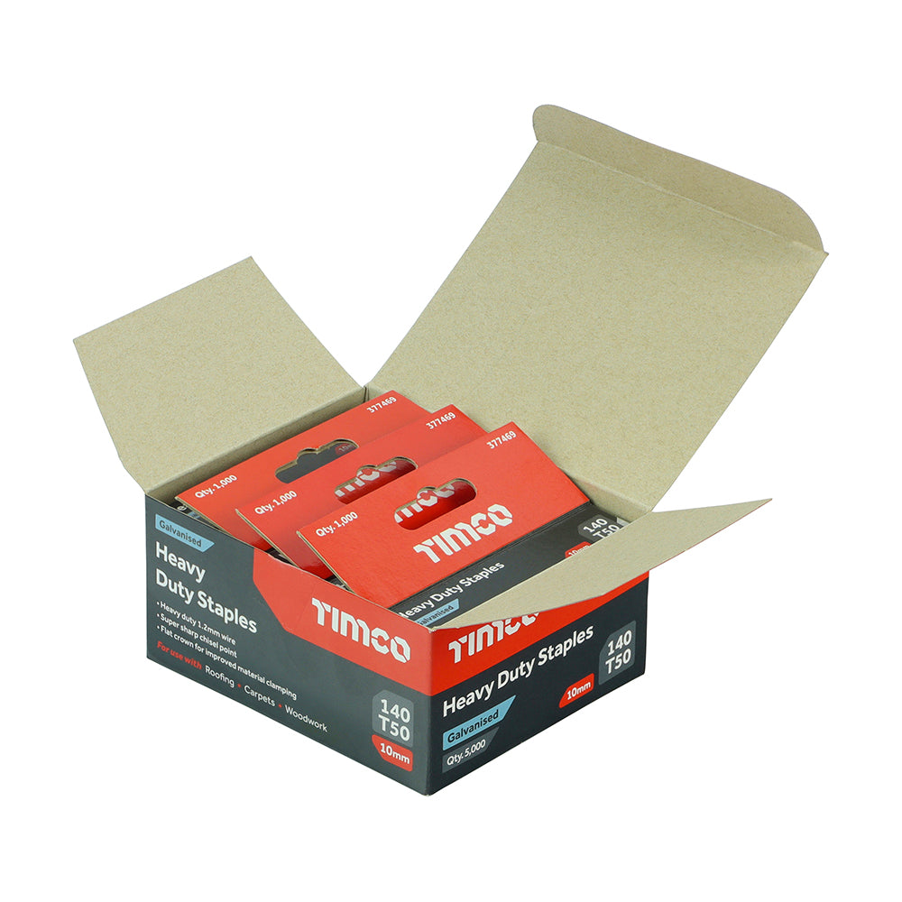 TIMCO Heavy Duty Chisel Point Galvanised Staples - 10mm - Image