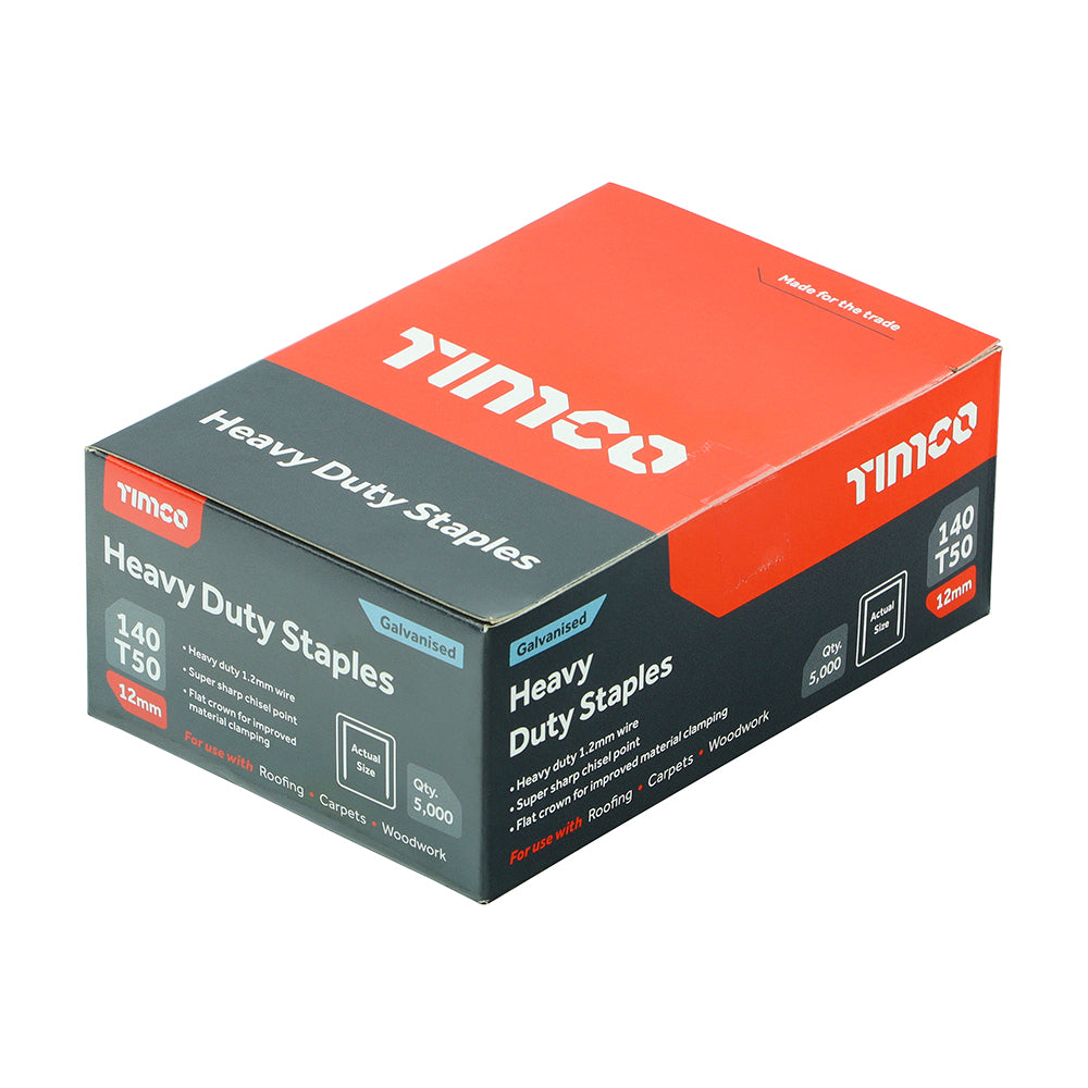 TIMCO Heavy Duty Chisel Point Galvanised Staples - 12mm - Image