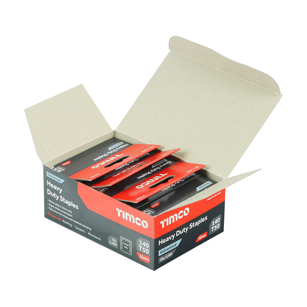 TIMCO Heavy Duty Chisel Point Galvanised Staples - 12mm - Image