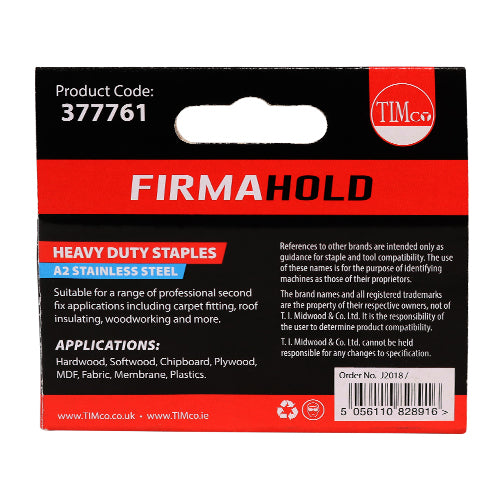 TIMCO Heavy Duty Chisel Point A2 Stainless Steel Staples - 12mm - Image