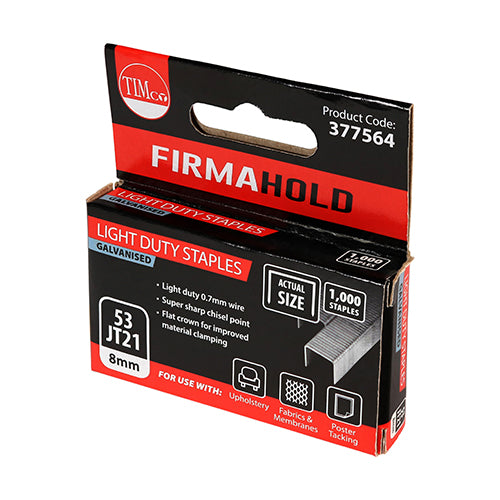 TIMCO Light Duty Chisel Point Galvanised Staples - 8mm - Image