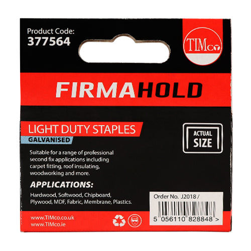 TIMCO Light Duty Chisel Point Galvanised Staples - 8mm - Image