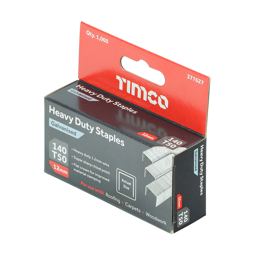 TIMCO Heavy Duty Chisel Point Galvanised Staples - 12mm - Image