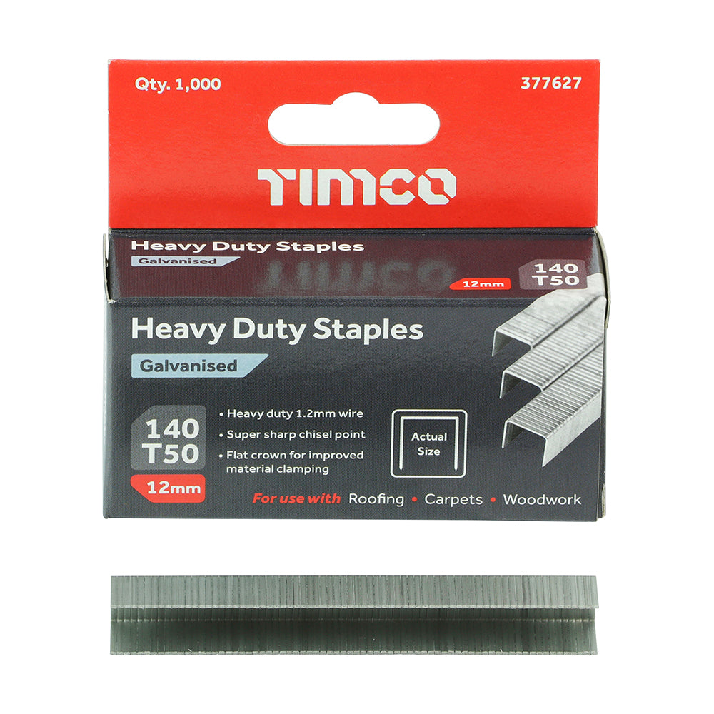 TIMCO Heavy Duty Chisel Point Galvanised Staples - 12mm - Image