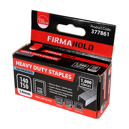TIMCO Heavy Duty Chisel Point Galvanised Staples - 14mm - Image