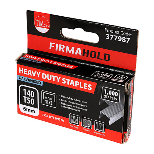 TIMCO Heavy Duty Chisel Point Galvanised Staples - 6mm - Image