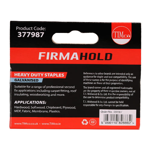 TIMCO Heavy Duty Chisel Point Galvanised Staples - 6mm - Image