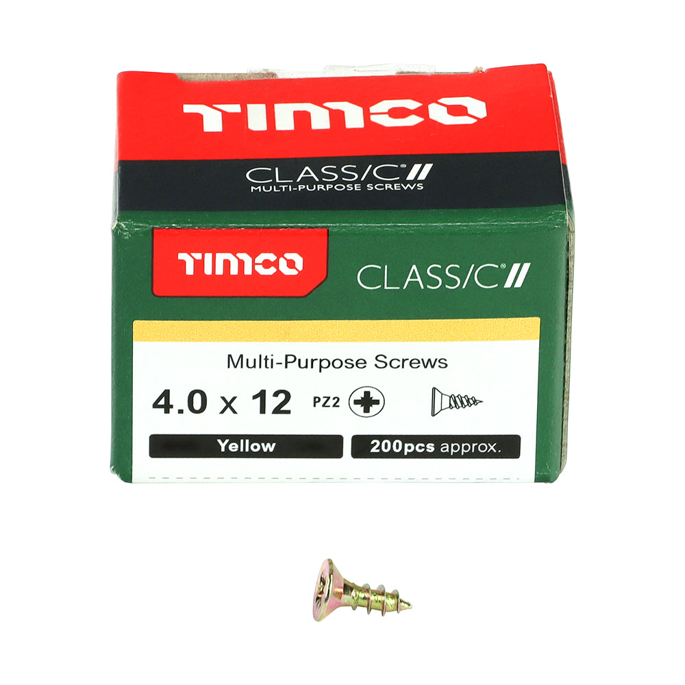 TIMCO Classic Multi-Purpose Countersunk Gold Woodscrews - 4.0 x 12 - Image