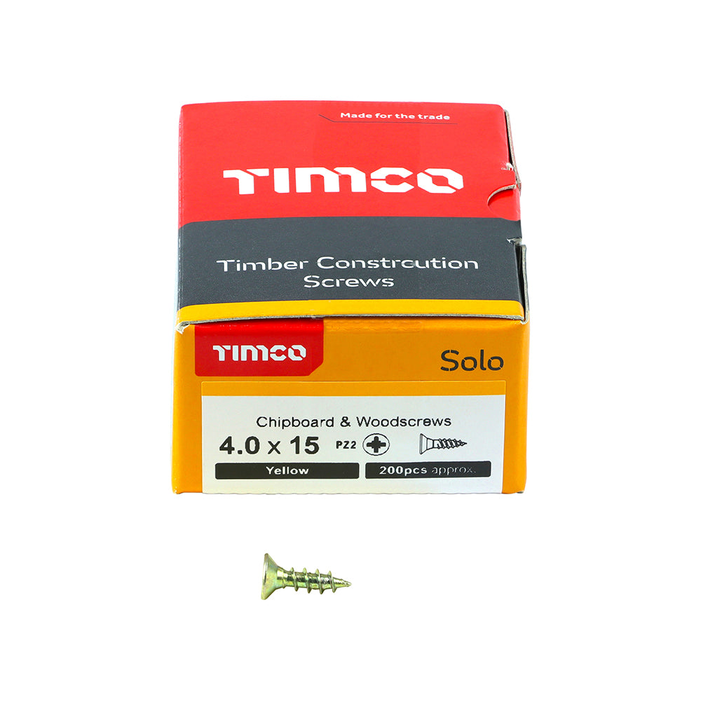 TIMCO Solo Countersunk Gold Woodscrews - 4.0 x 15 - Image