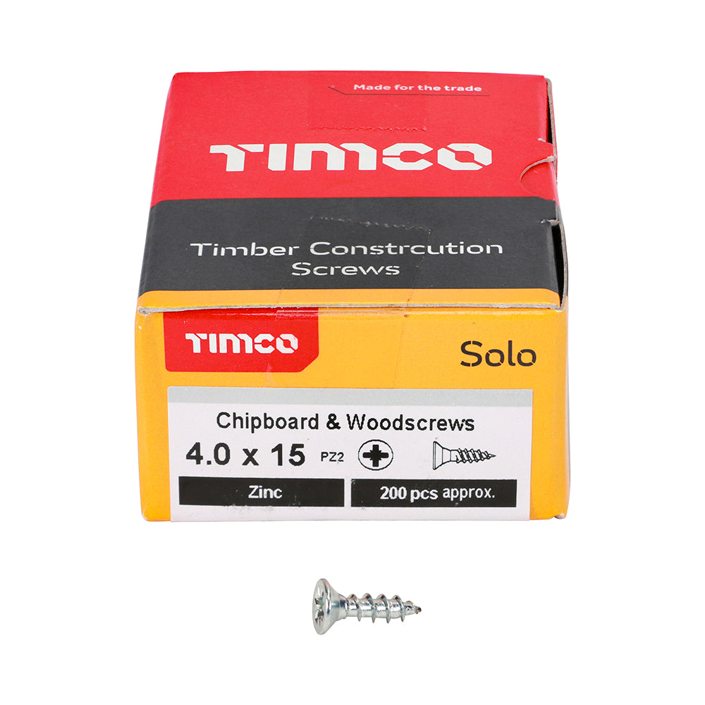 TIMCO Solo Countersunk Silver Woodscrews - 4.0 x 15 - Image