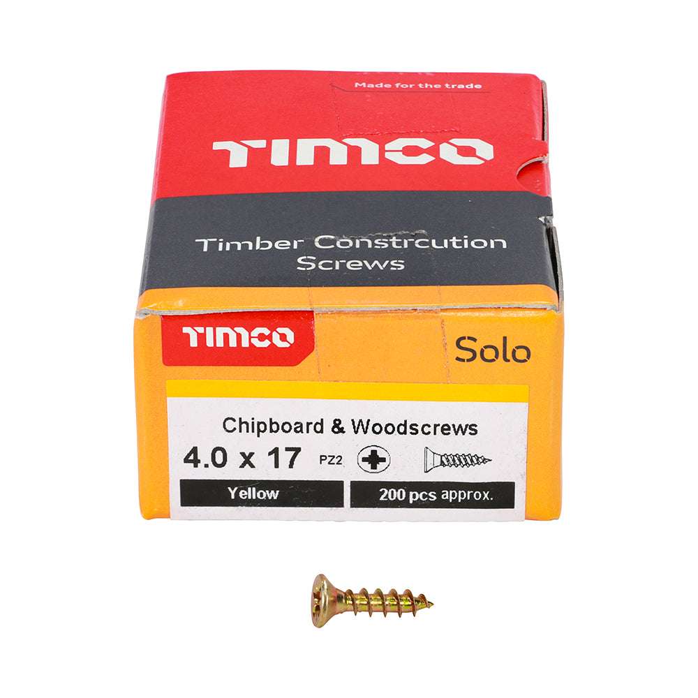 TIMCO Solo Countersunk Gold Woodscrews - 4.0 x 17 - Image