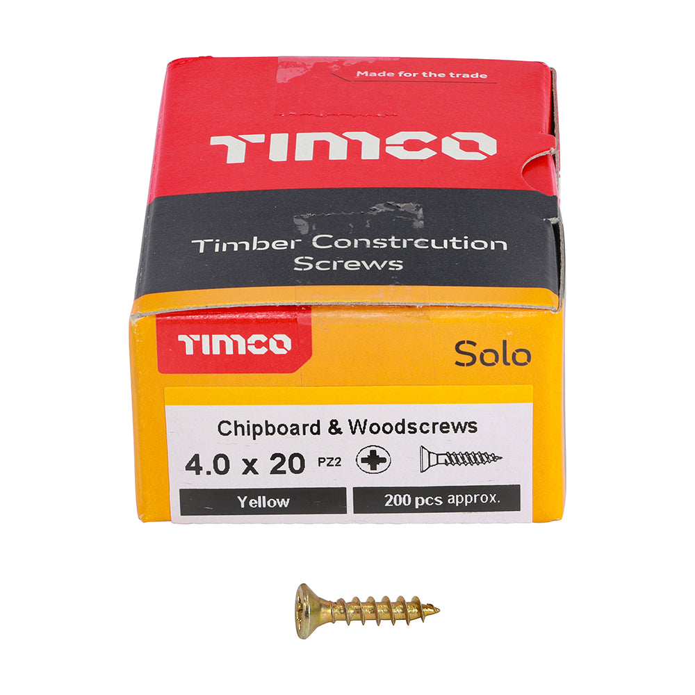 TIMCO Solo Countersunk Gold Woodscrews - 4.0 x 20 - Image
