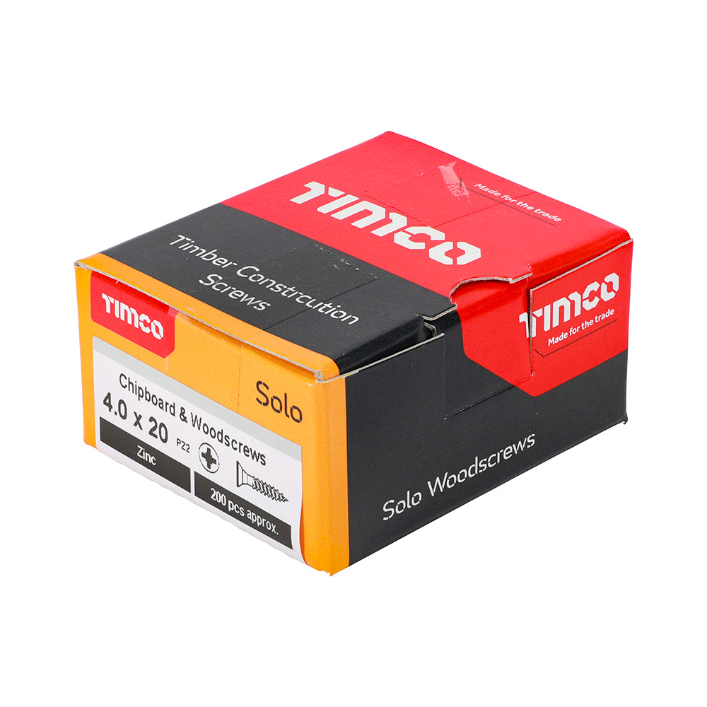 TIMCO Solo Countersunk Silver Woodscrews - 4.0 x 20 - Image