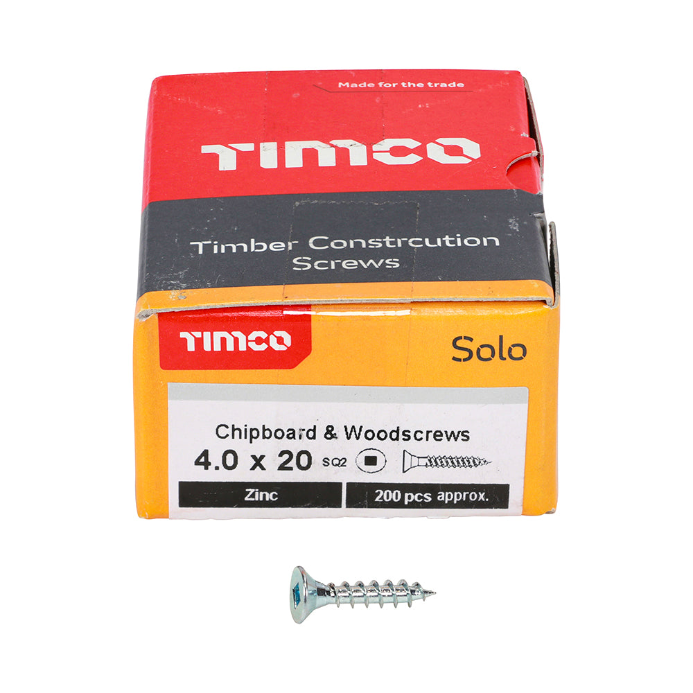 TIMCO Solo Countersunk Silver Woodscrews - 4.0 x 20 - Image