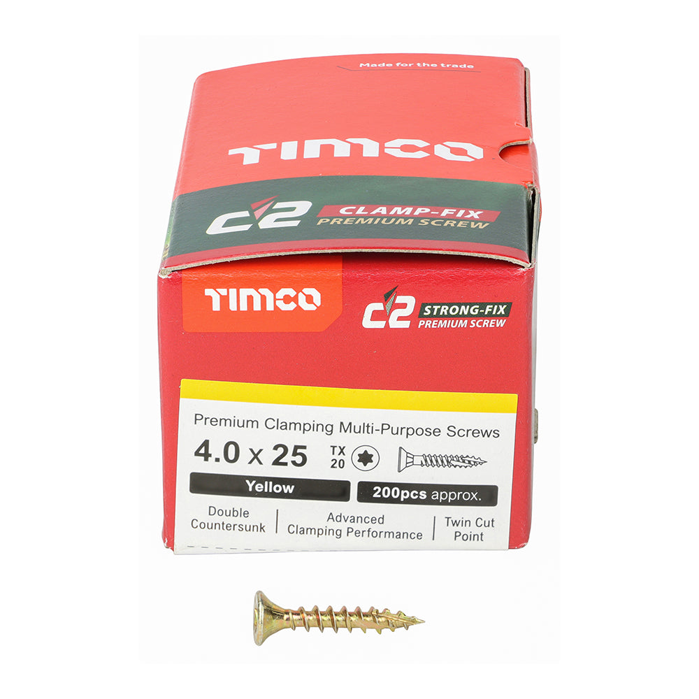 TIMCO C2 Clamp-Fix Multi-Purpose Premium Countersunk Gold Woodscrews - 4.0 x 25 - Image