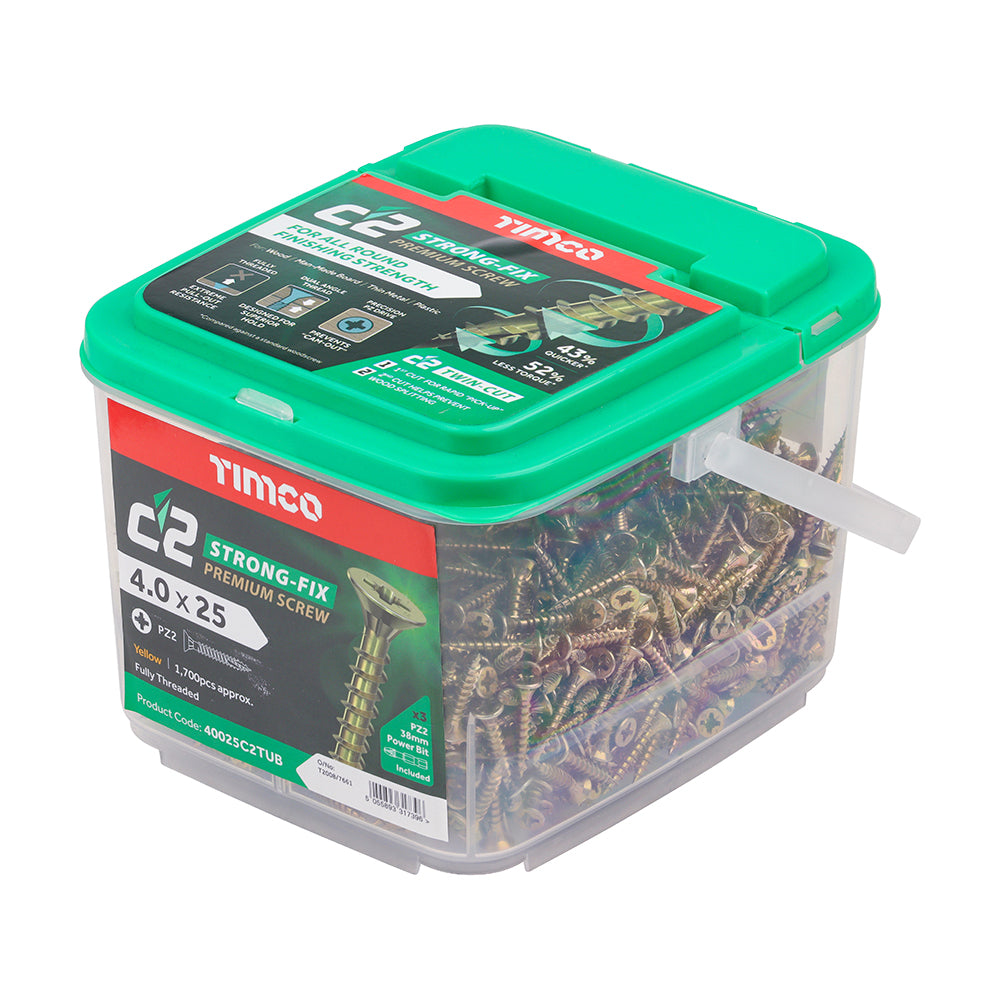 TIMCO C2 Strong-Fix Multi-Purpose Premium Countersunk Gold Woodscrews - 4.0 x 25 - Image