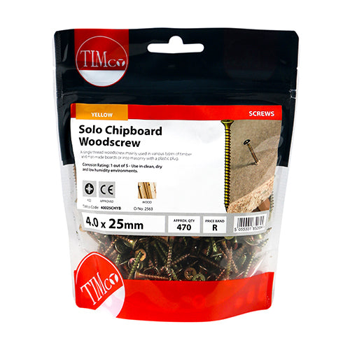 TIMCO Solo Countersunk Gold Woodscrews - 4.0 x 25 - Image