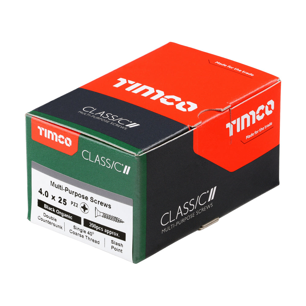 TIMCO Classic Multi-Purpose Countersunk Black Woodscrews - 4.0 x 25 - Image