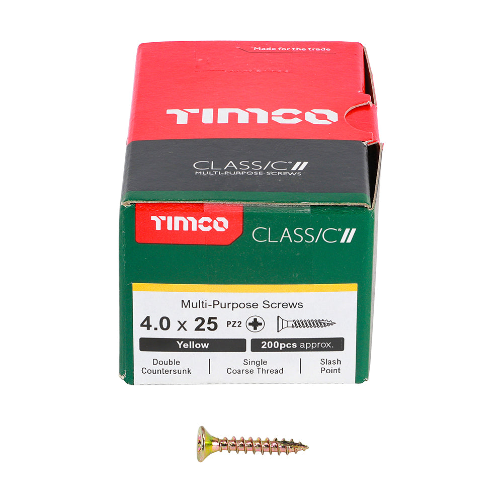 TIMCO Classic Multi-Purpose Countersunk Gold Woodscrews - 4.0 x 25 - Image