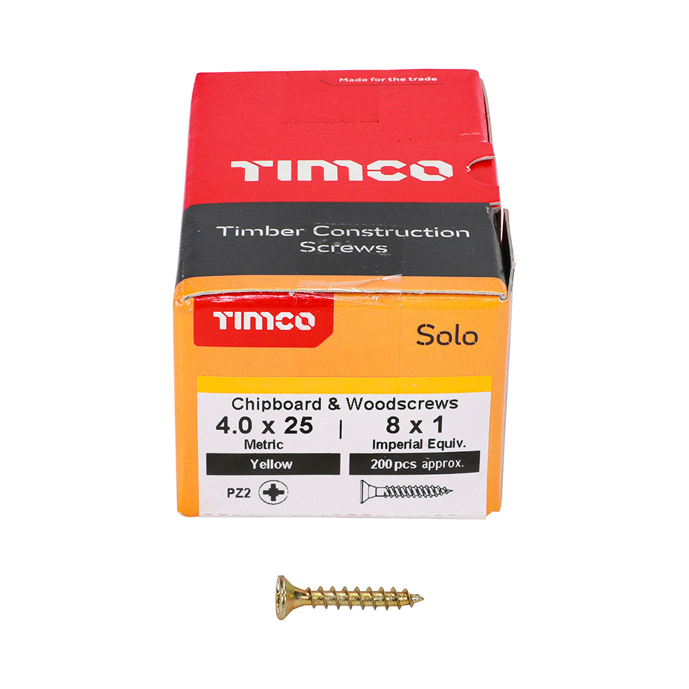 TIMCO Solo Countersunk Gold Woodscrews - 4.0 x 25 - Image