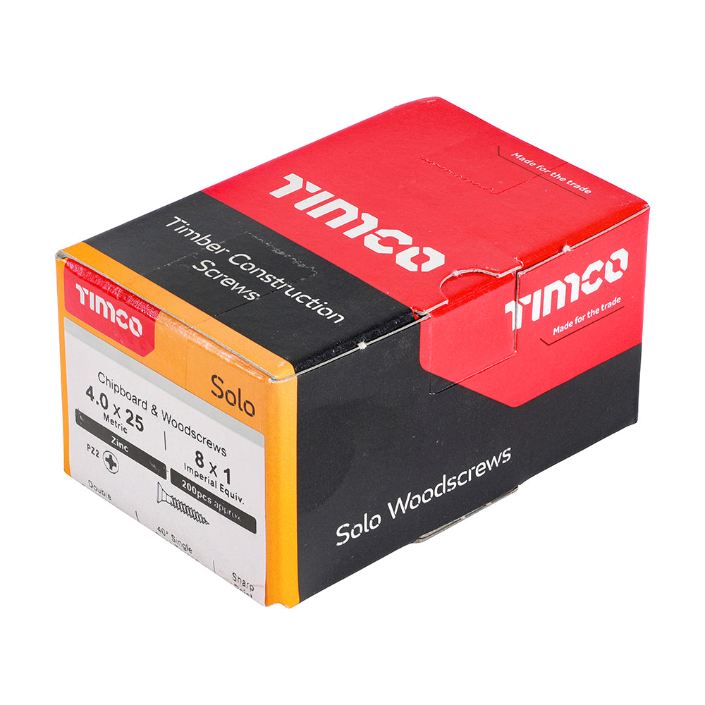 TIMCO Solo Countersunk Silver Woodscrews - 4.0 x 25 - Image