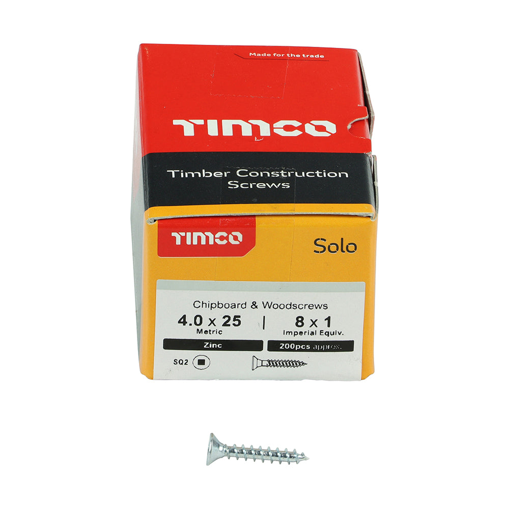 TIMCO Solo Countersunk Silver Woodscrews - 4.0 x 25 - Image