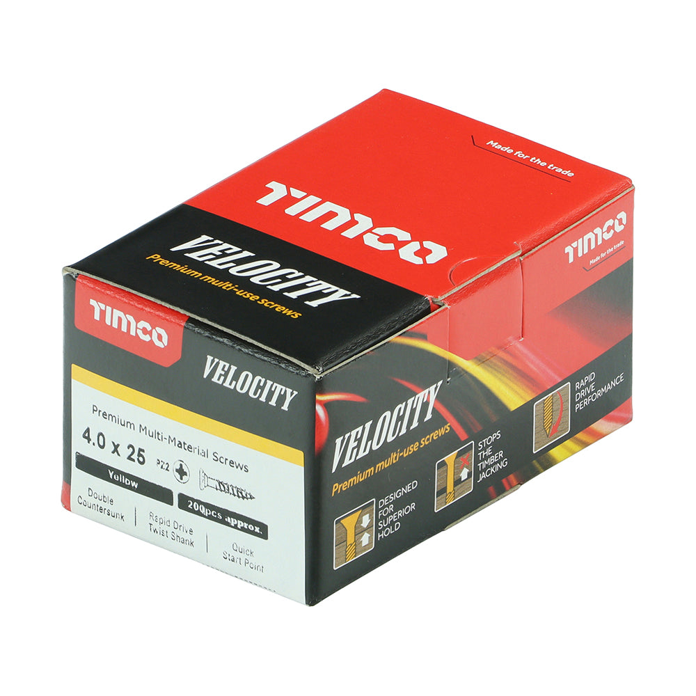TIMCO Velocity Premium Multi-Use Countersunk Gold Woodscrews - 4.0 x 25 - Image
