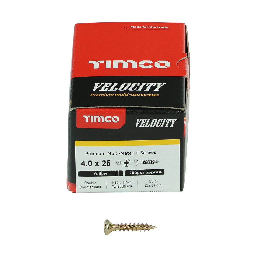 TIMCO Velocity Premium Multi-Use Countersunk Gold Woodscrews - 4.0 x 25 - Image