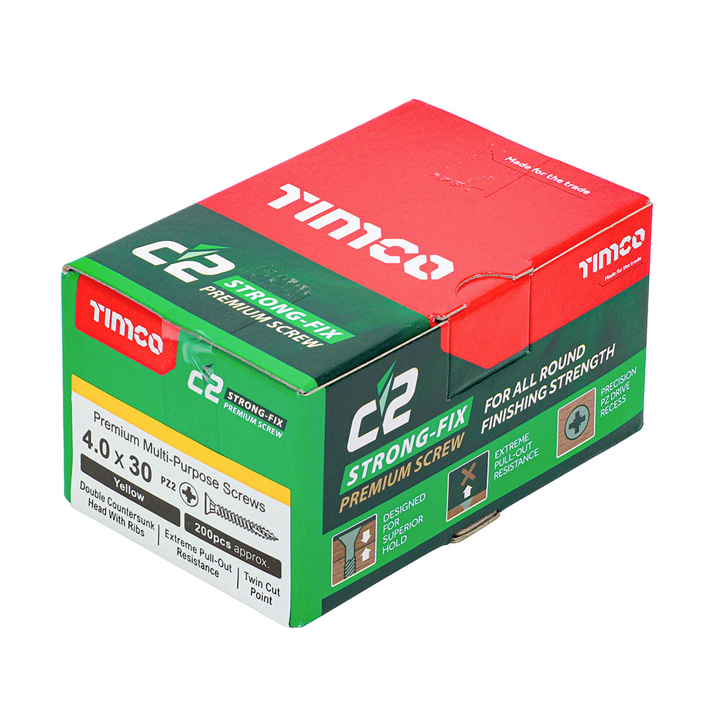 TIMCO C2 Strong-Fix Multi-Purpose Premium Countersunk Gold Woodscrews - 4.0 x 30 - Image