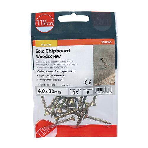 TIMCO Solo Countersunk Gold Woodscrews - 4.0 x 30 - Image