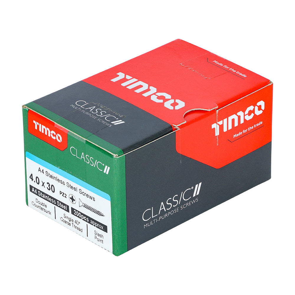 TIMCO Classic Multi-Purpose Countersunk A4 Stainless Steel Woodcrews - 4.0 x 30 - Image