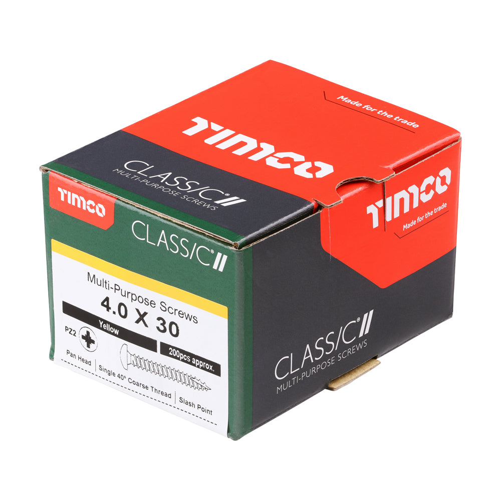 TIMCO Classic Multi-Purpose Pan Head Gold Woodscrews - 4.0 x 30 - Image
