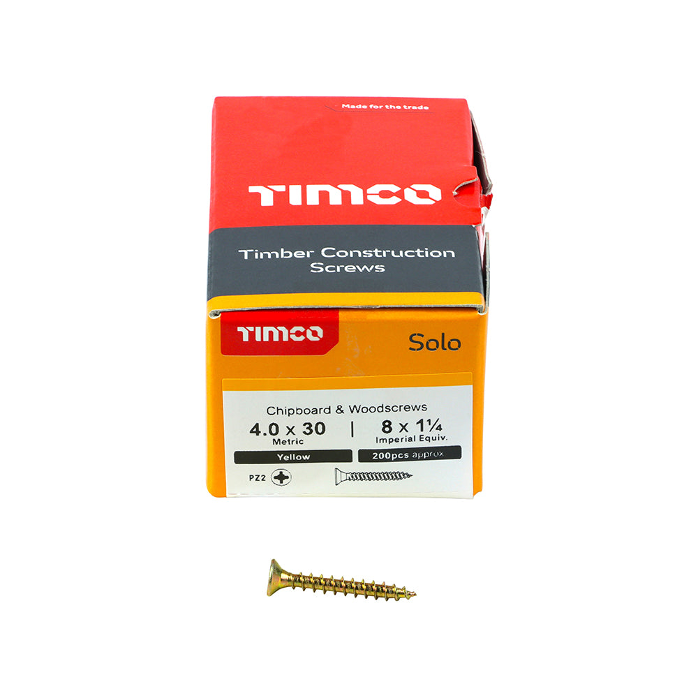 TIMCO Solo Countersunk Gold Woodscrews - 4.0 x 30 - Image