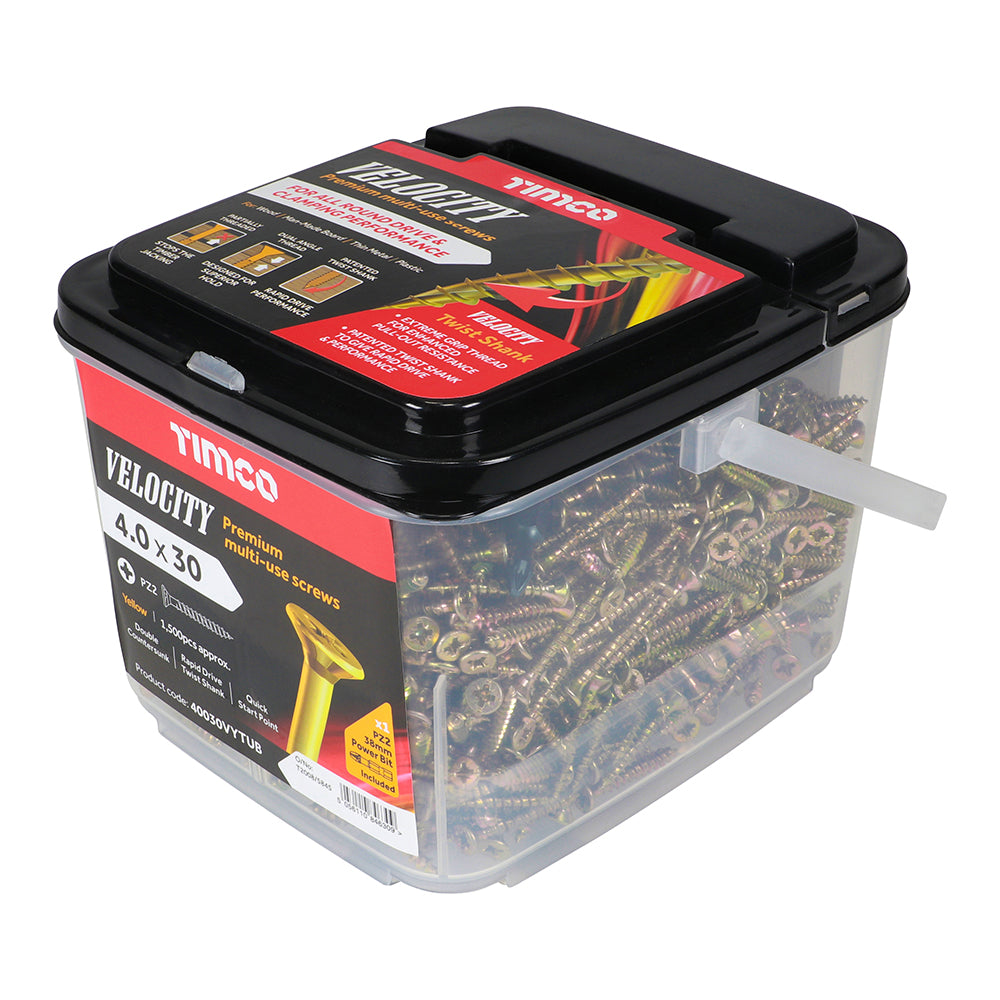 TIMCO Velocity Premium Multi-Use Countersunk Gold Woodscrews - 4.0 x 30 - Image