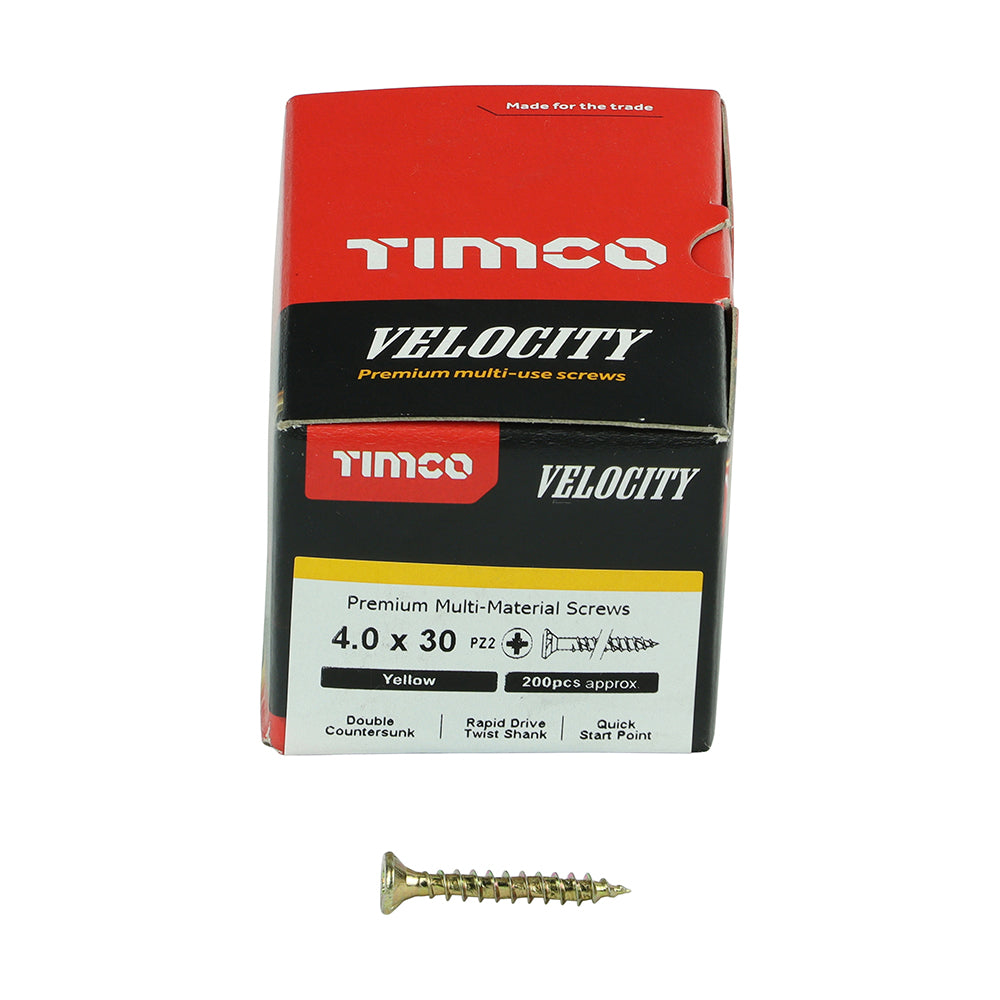 TIMCO Velocity Premium Multi-Use Countersunk Gold Woodscrews - 4.0 x 30 - Image