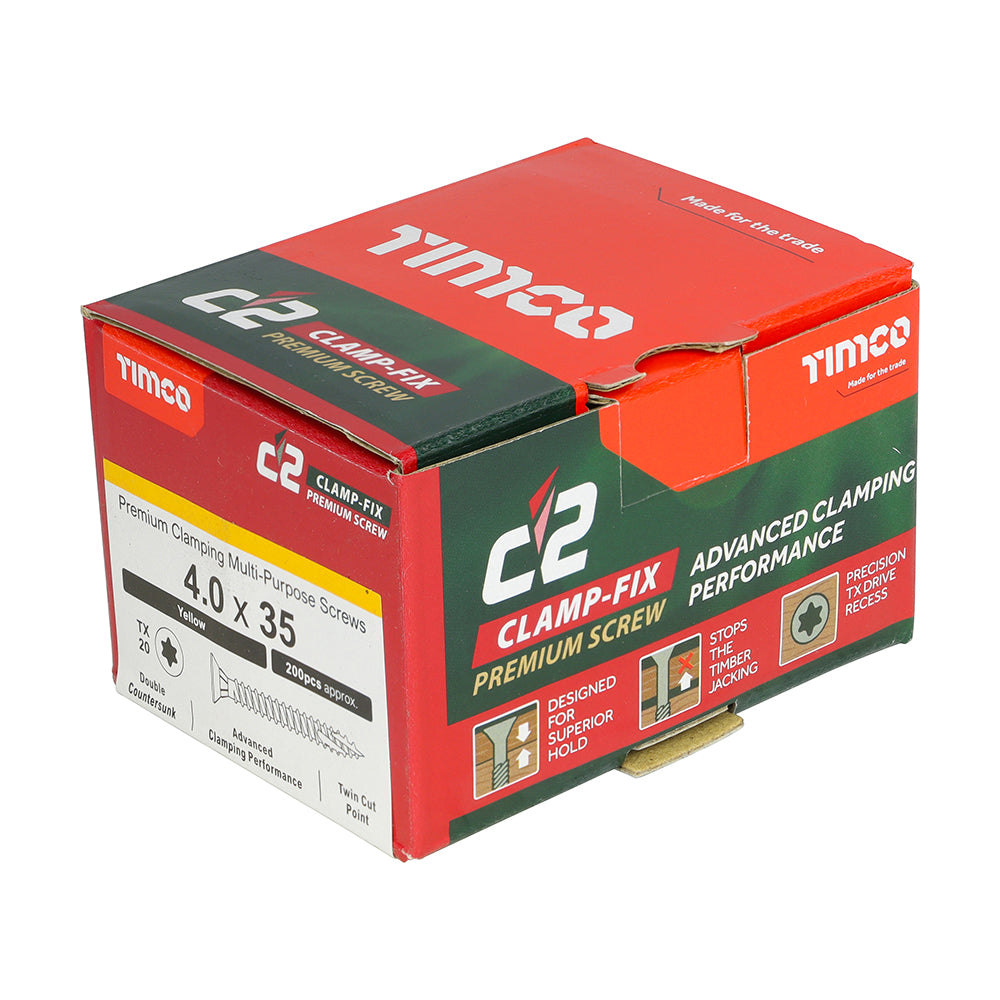 TIMCO C2 Clamp-Fix Multi-Purpose Premium Countersunk Gold Woodscrews - 4.0 x 35 - Image