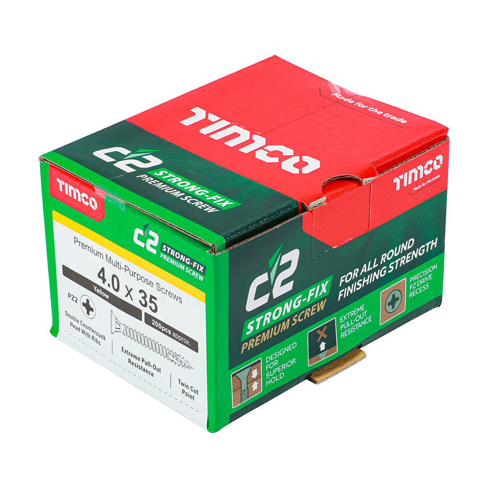 TIMCO C2 Strong-Fix Multi-Purpose Premium Countersunk Gold Woodscrews - 4.0 x 35 - Image
