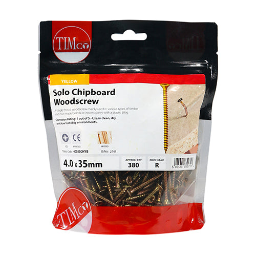 TIMCO Solo Countersunk Gold Woodscrews - 4.0 x 35 - Image