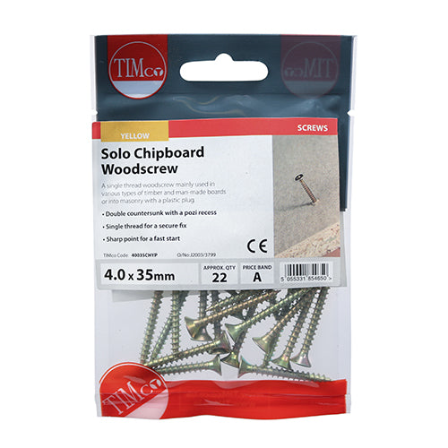 TIMCO Solo Countersunk Gold Woodscrews - 4.0 x 35 - Image